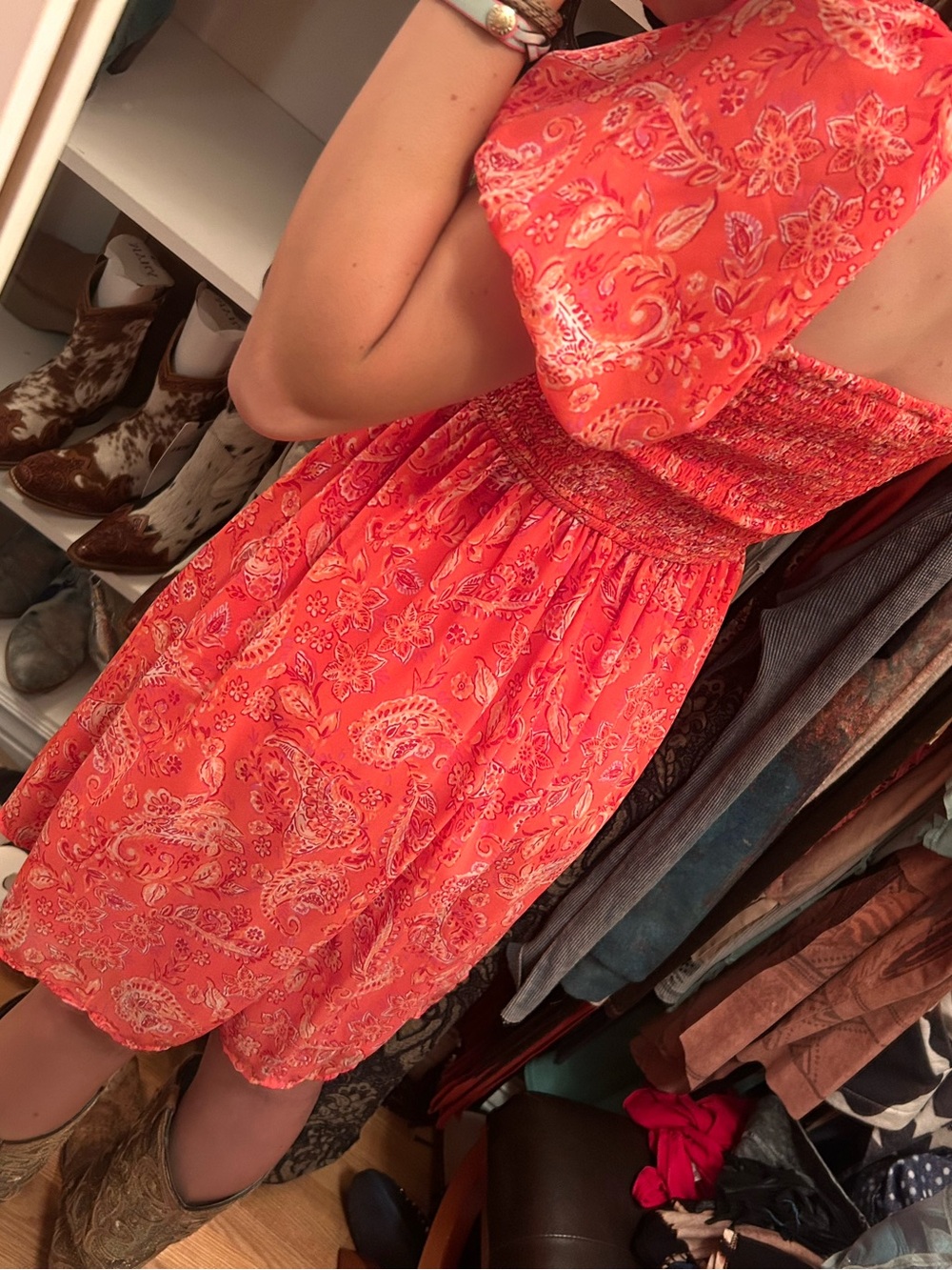 Sincerely Jules Coral Paisley Twist-Front Mini Dress - Picture 3 of 6